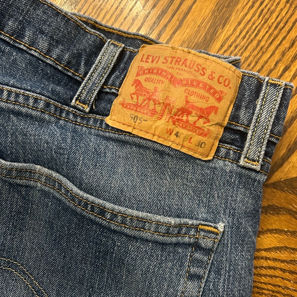 Levis 505 Mens 40 x 30 Straight Fit Denim Blue Jeans